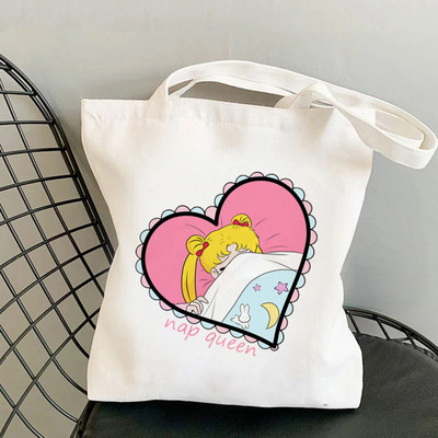 Shopper Sailor Meow Printed Kawaii torba Harajuku ženska torba za kupnju Platnena torba za kupovinu torba za djevojke Tote torba Ženska torba na rame