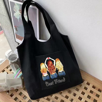 Velika torba Ženske torbe za kupnju Platnena torba za višekratnu upotrebu Serija prijatelja Čisti pamuk Bolsas ekološke torbe