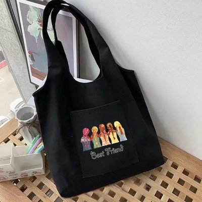 Velika torba Ženske torbe za kupnju Platnena torba za višekratnu upotrebu Serija prijatelja Čisti pamuk Bolsas ekološke torbe