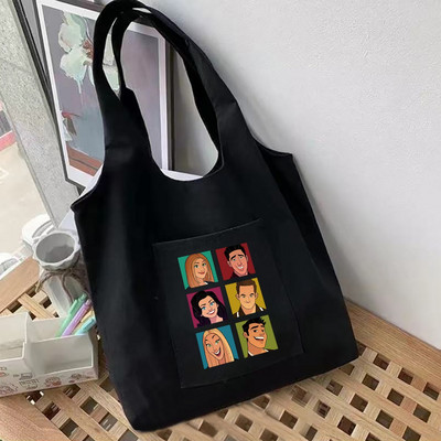 Velika torba Ženske torbe za kupnju Platnena torba za višekratnu upotrebu Serija prijatelja Čisti pamuk Bolsas ekološke torbe