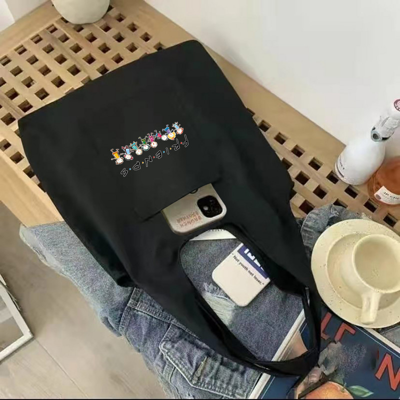 Velika torba Ženske torbe za kupnju Platnena torba za višekratnu upotrebu Serija prijatelja Čisti pamuk Bolsas ekološke torbe