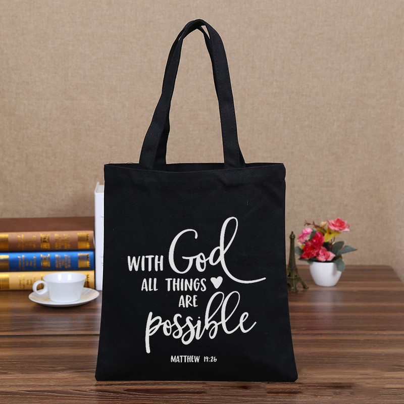 ISTENNEL MINDEN LEHETSÉGES Nyomtatás Vászon hordtáska nőnek 2021 Hope válltáska Eco újrafelhasználható bevásárlótáska kézitáskák