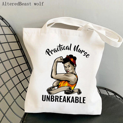 Sieviešu pircēju soma lepojas ar to, ka var būt medmāsa, apdrukāta Kawaii soma Harajuku iepirkšanās audekls Shopper Bag meitenes rokassomiņa Tote plecu sieviešu soma