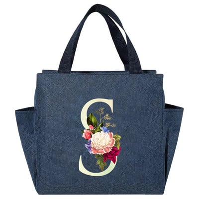 Višenamjenska rashladna torba velikog kapaciteta s bijelim ispisom slova, prijenosna termalna torba za ručak na patentni zatvarač za žene Kutija za ručak Torba za hranu za piknik