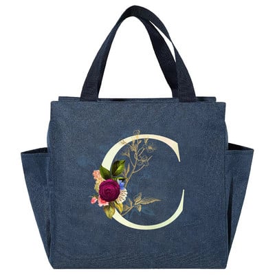 Višenamjenska rashladna torba velikog kapaciteta s bijelim ispisom slova, prijenosna termalna torba za ručak na patentni zatvarač za žene Kutija za ručak Torba za hranu za piknik