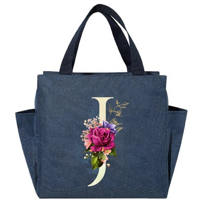 Višenamjenska rashladna torba velikog kapaciteta s bijelim ispisom slova, prijenosna termalna torba za ručak na patentni zatvarač za žene Kutija za ručak Torba za hranu za piknik