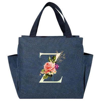 Višenamjenska rashladna torba velikog kapaciteta s bijelim ispisom slova, prijenosna termalna torba za ručak na patentni zatvarač za žene Kutija za ručak Torba za hranu za piknik