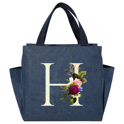 Višenamjenska rashladna torba velikog kapaciteta s bijelim ispisom slova, prijenosna termalna torba za ručak na patentni zatvarač za žene Kutija za ručak Torba za hranu za piknik