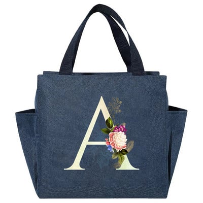 Višenamjenska rashladna torba velikog kapaciteta s bijelim ispisom slova, prijenosna termalna torba za ručak na patentni zatvarač za žene Kutija za ručak Torba za hranu za piknik