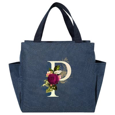 Višenamjenska rashladna torba velikog kapaciteta s bijelim ispisom slova, prijenosna termalna torba za ručak na patentni zatvarač za žene Kutija za ručak Torba za hranu za piknik