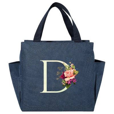 Višenamjenska rashladna torba velikog kapaciteta s bijelim ispisom slova, prijenosna termalna torba za ručak na patentni zatvarač za žene Kutija za ručak Torba za hranu za piknik