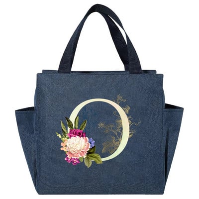 Višenamjenska rashladna torba velikog kapaciteta s bijelim ispisom slova, prijenosna termalna torba za ručak na patentni zatvarač za žene Kutija za ručak Torba za hranu za piknik