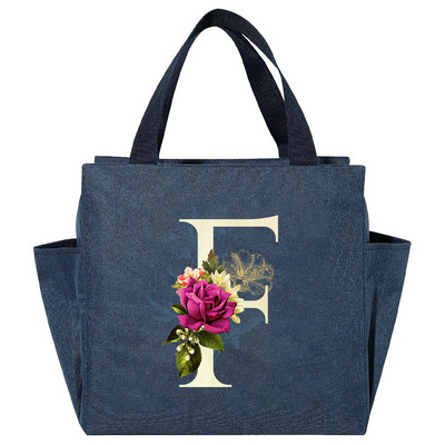 Višenamjenska rashladna torba velikog kapaciteta s bijelim ispisom slova, prijenosna termalna torba za ručak na patentni zatvarač za žene Kutija za ručak Torba za hranu za piknik