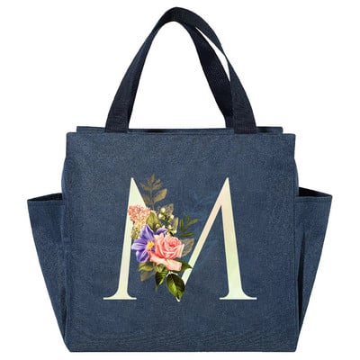 Višenamjenska rashladna torba velikog kapaciteta s bijelim ispisom slova, prijenosna termalna torba za ručak na patentni zatvarač za žene Kutija za ručak Torba za hranu za piknik