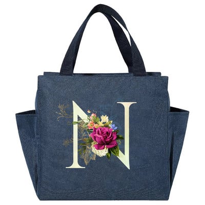 Višenamjenska rashladna torba velikog kapaciteta s bijelim ispisom slova, prijenosna termalna torba za ručak na patentni zatvarač za žene Kutija za ručak Torba za hranu za piknik