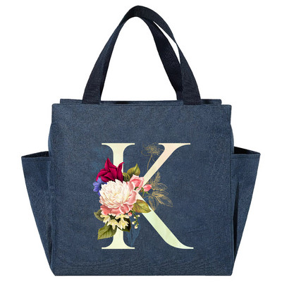 Višenamjenska rashladna torba velikog kapaciteta s bijelim ispisom slova, prijenosna termalna torba za ručak na patentni zatvarač za žene Kutija za ručak Torba za hranu za piknik