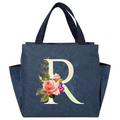 Višenamjenska rashladna torba velikog kapaciteta s bijelim ispisom slova, prijenosna termalna torba za ručak na patentni zatvarač za žene Kutija za ručak Torba za hranu za piknik