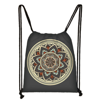 Mandala Floral Printing Τσάντα με κορδόνια Γυναικεία σαν Mandala Backpack Travel Shopping Φορητή πτυσσόμενη τσάντα αποθήκευσης