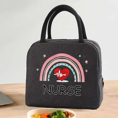 Hőszigetelt ebédlőtáska cipzáras hűtőtáska termikus táska ebédlődoboz vászon élelmiszer-piknik ebédtáskák munkához kézitáska nővér minta