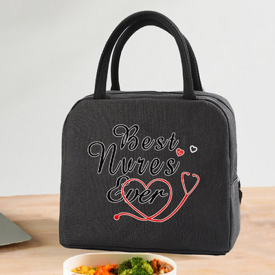 Hőszigetelt ebédlőtáska cipzáras hűtőtáska termikus táska ebédlődoboz vászon élelmiszer-piknik ebédtáskák munkához kézitáska nővér minta