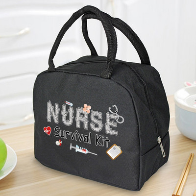 Hőszigetelt ebédlőtáska cipzáras hűtőtáska termikus táska ebédlődoboz vászon élelmiszer-piknik ebédtáskák munkához kézitáska nővér minta