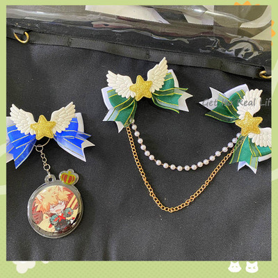 Kawaii Bow Ita Bag Chain Candy Colors Star Wing Bow Pins Adjustable DIY Bag Pearl Chain Anime Itabag Аксесоари за декорация H340