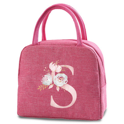 Kanvas pusdienu kastes soma Jauna rozā ziedu dzesētāja piknika soma Modes pusdienu soma Skolas pārtikas izolēta vakariņu soma kempinga ceļojumu rokassoma