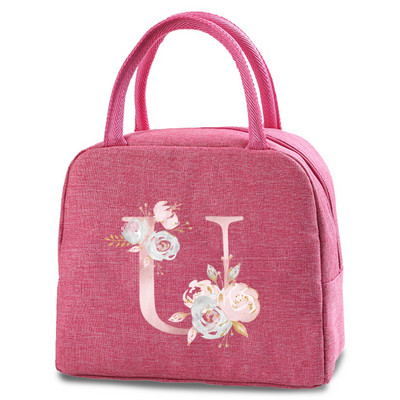 Kanvas pusdienu kastes soma Jauna rozā ziedu dzesētāja piknika soma Modes pusdienu soma Skolas pārtikas izolēta vakariņu soma kempinga ceļojumu rokassoma