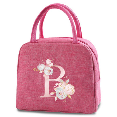 Kanvas pusdienu kastes soma Jauna rozā ziedu dzesētāja piknika soma Modes pusdienu soma Skolas pārtikas izolēta vakariņu soma kempinga ceļojumu rokassoma