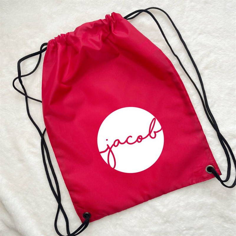 Geantă de înot personalizată PE pentru copii Design cerc Nume personalizat Geanta sport pentru depozitare Geanta pentru cadouri de aniversare pentru copii