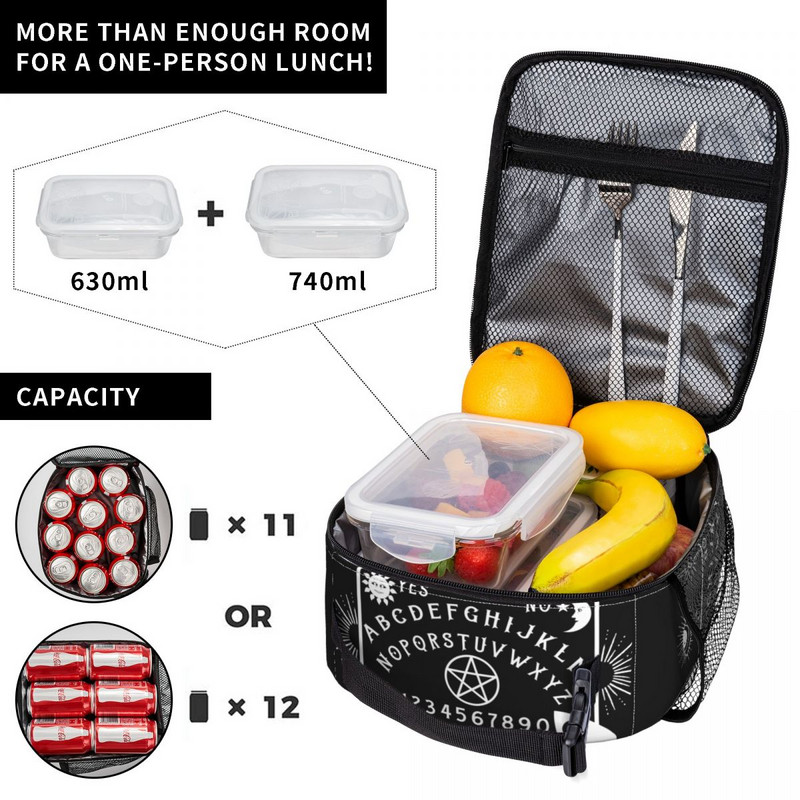 Mystická duchovná doska Halloween Witch Lunch Box nepriepustný Ouija okultný mágia chladič termálne izolované jedlo obed taška kancelária