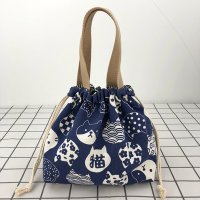 Geantă Bento drăguță cu imprimeu de desene animate, ocazional cu șnur, genți portabile de prânz, pungi de prânz pentru mâncare, pungi de picnic, pungi de prânz pentru muncă