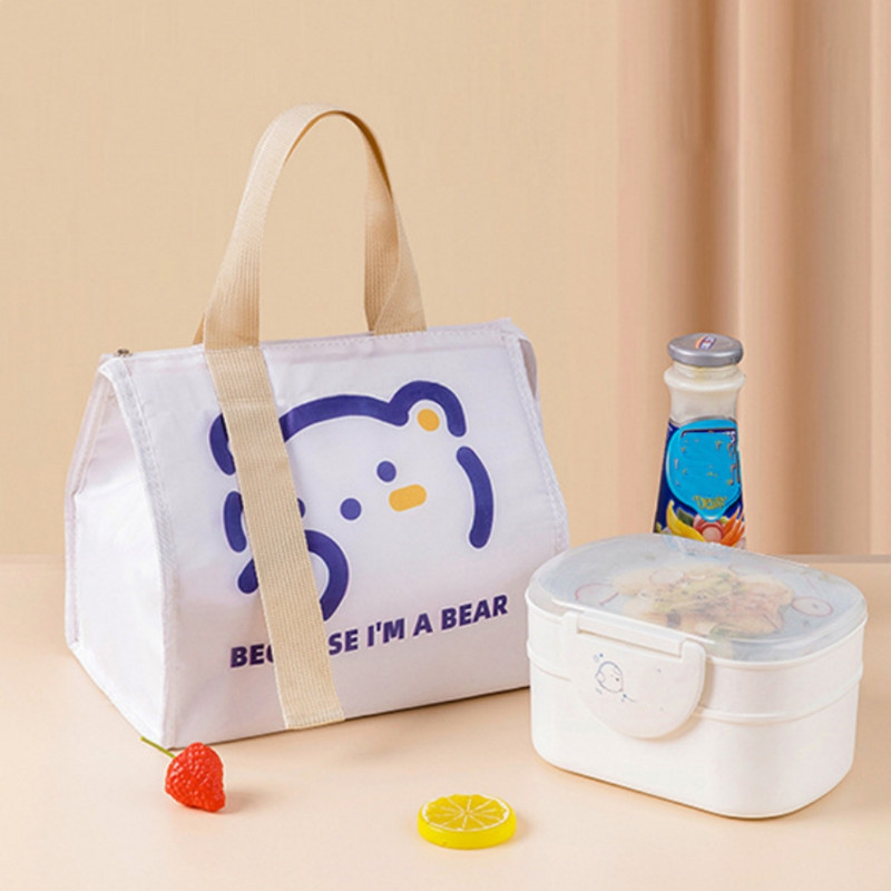 Geantă portabilă de prânz, cutie termoizolată impermeabilă, husă Bento, geantă izolatoare pentru cină, organizator drăguț de prânz îngroșat pentru studenți