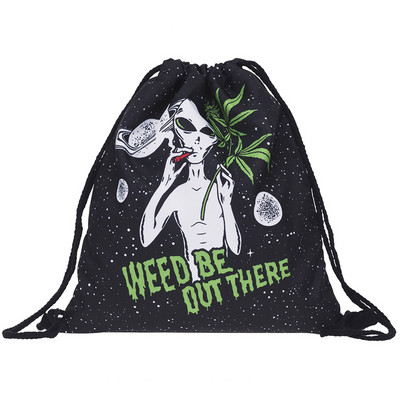 Ženska ruksak s uzicom Smiješni crtani uzorak Zvjezdano nebo Vanzemaljac torba s uzicom Putna džepna torba s uzicom Školska torba