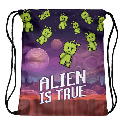 Ženska ruksak s uzicom Smiješni crtani uzorak Zvjezdano nebo Vanzemaljac torba s uzicom Putna džepna torba s uzicom Školska torba