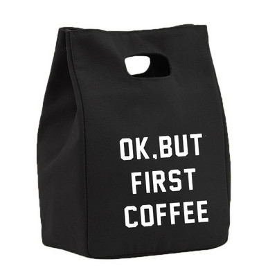 Viața începe după cafea Prânz Geantă frigorifică Toc din pânză Folie izolată Geanta termică pentru picnic Container pentru cină de birou Depozitare alimente