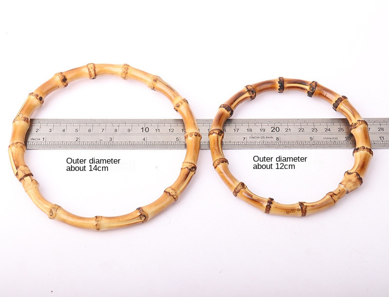 12/14 somas rokturi O formas bambusa imitācijas rokturis DIY sieviešu somiņai ar rokām izgatavota rokassomiņa ar saiti sprādzi Somas piederumu daļa