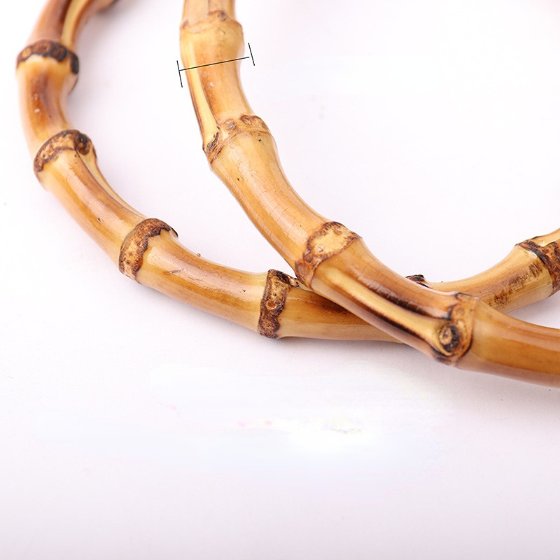 12/14 somas rokturi O formas bambusa imitācijas rokturis DIY sieviešu somiņai ar rokām izgatavota rokassomiņa ar saiti sprādzi Somas piederumu daļa
