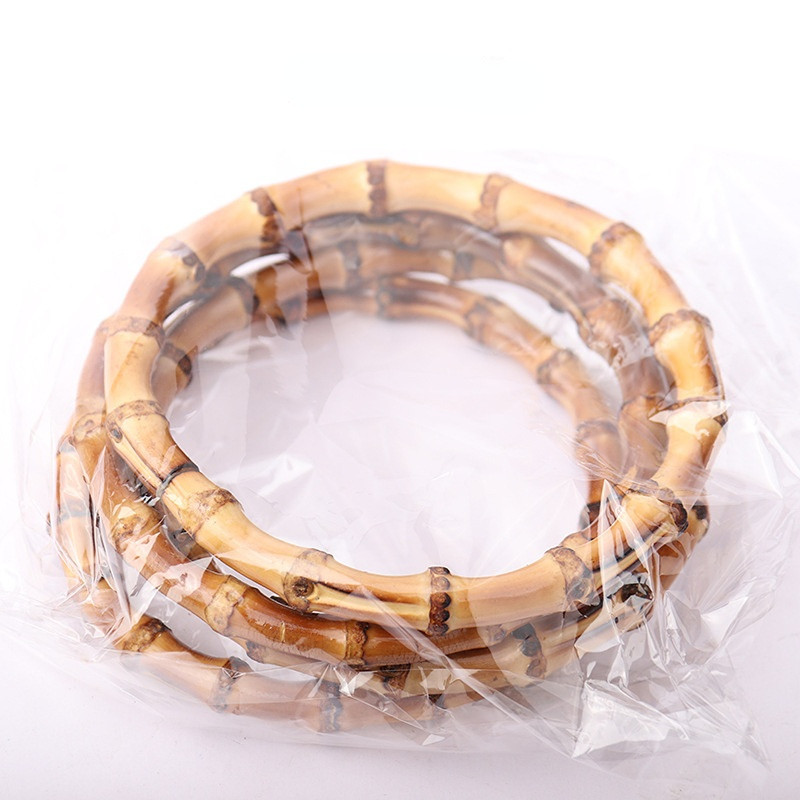 12/14 somas rokturi O formas bambusa imitācijas rokturis DIY sieviešu somiņai ar rokām izgatavota rokassomiņa ar saiti sprādzi Somas piederumu daļa