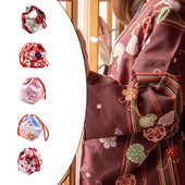 Sakura Ιαπωνική τσάντα κορδονιών για κορίτσια Yukata Robe Wedding Cosplay Travel Cosmetic Coin τσαντάκι Σπίτι Τσάντα μεσημεριανού γεύματος Τσάντα χειρός Τηλέφωνο Θήκη