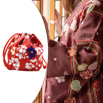 Sakura Ιαπωνική τσάντα κορδονιών για κορίτσια Yukata Robe Wedding Cosplay Travel Cosmetic Coin τσαντάκι Σπίτι Τσάντα μεσημεριανού γεύματος Τσάντα χειρός Τηλέφωνο Θήκη