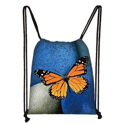 Geantă frumoasă cu șnur cu imprimeu de fluturi Genți de depozitare la modă pentru femei Rucsac casual cu spate moale Geantă de călătorie pentru fete adolescente