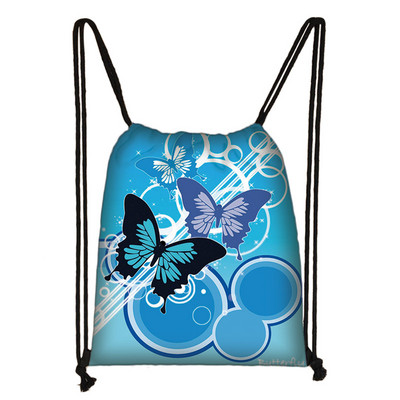 Geantă frumoasă cu șnur cu imprimeu de fluturi Genți de depozitare la modă pentru femei Rucsac casual cu spate moale Geantă de călătorie pentru fete adolescente