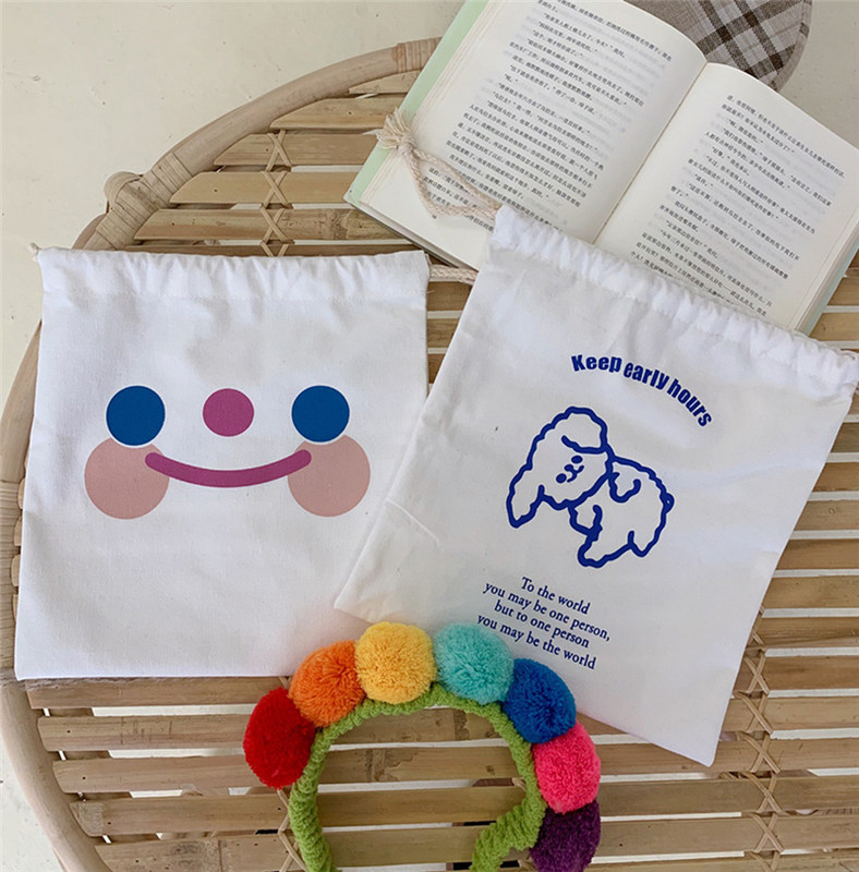 Cute Cartoon Ins Drawstring Bag Cloud Smiling Face Storage Bags Organizator Kozmetika Ručne torbice s konopcima Ženska torbica s konopcima