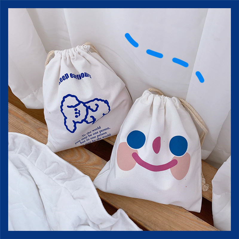 Cute Cartoon Ins Drawstring Bag Cloud Smiling Face Storage Bags Organizator Kozmetika Ručne torbice s konopcima Ženska torbica s konopcima