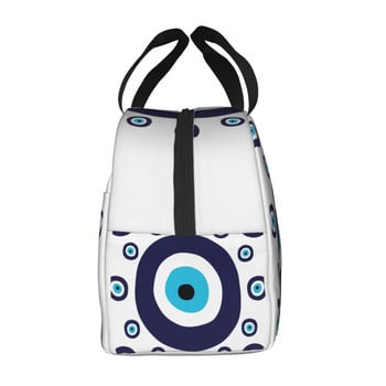 Navy Blue And Aqua Nazar Evil Eye Lucky Charm Insolated Lunch Bag Amulet Boho Cooler Thermal Lunch Tote Γραφείο Ταξίδι για πικνίκ