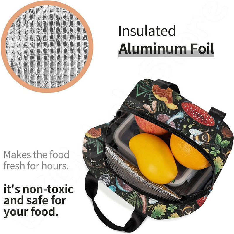 Torba za ručak za žene Muškarci Mushroom Art višekratna izolirana kutija za hlađenje Lunch Tote Slatka smiješna posuda Držač za ručak Prijenosna torba