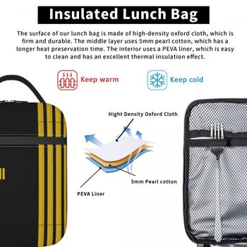 Pilot Captain Stripes Insulated Lunch Bags for Women Aviation Airplane Aviator Portable Thermal Cooler Food Lunch Box School