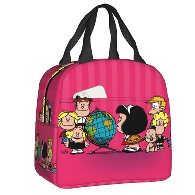 Meilė Mafalda Kawaii Termoizoliuoti pietų krepšiai Moteriški Animaciniai Nešiojami Pietūs Mokyklinei Daugiafunkciai Maisto Dėžutei
