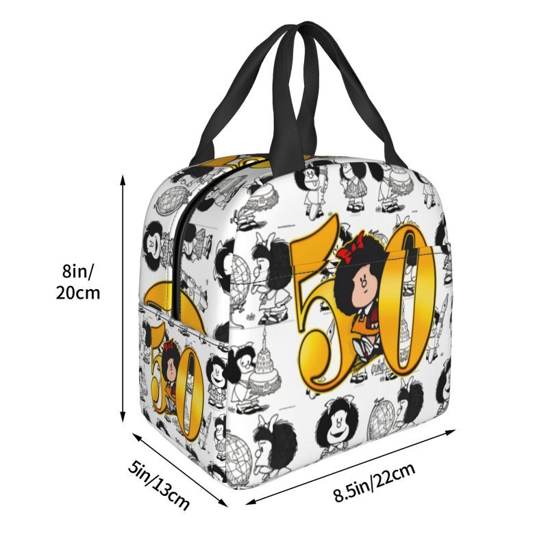 Meilė Mafalda Kawaii Termoizoliuoti pietų krepšiai Moteriški Animaciniai Nešiojami Pietūs Mokyklinei Daugiafunkciai Maisto Dėžutei